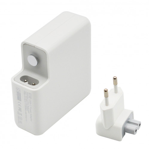 Adaptateur secteur 61W Type-C Chargeur portable avec câble de charge de 1,8 m Type-C, fiche UE, pour MacBook, Xiaomi, Huawei, Lenovo, ASUS et autres ordinateurs portables (Blanc) SH133W1941-09