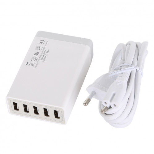 XBX09 5V 8A 5 ports USB Chargeur rapide Chargeur de voyage (Blanc) SH176W305-06