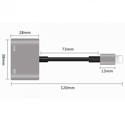 Onten 7565S Câble adaptateur vidéo pour projecteur HDTV 8 broches vers HDMI pour iPad (gris) SO438H1211-013