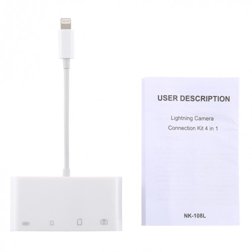 Adaptateur de lecteur de caméra NK-108L 8 broches vers USB + carte TF + carte SD, Compatible avec les systèmes IOS 9.1 et supérieurs SH04801093-09