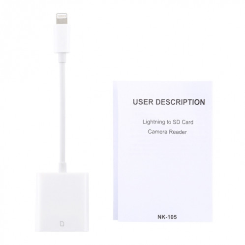 Adaptateur de lecteur de caméra NK105 8 broches vers carte SD, compatible avec les systèmes IOS 9.1 et supérieurs SH04821340-08