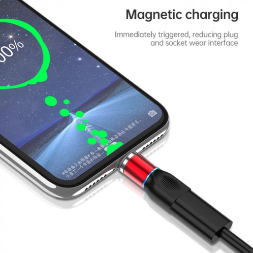 4 en 1 3A 8 broches et USB-C / Type-C et Micro USB tête de charge magnétique en alliage de zinc + adaptateur de charge magnétique USB-C / type-c (rouge) SH737R1280-014