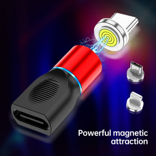 4 en 1 3A 8 broches et USB-C / Type-C et Micro USB tête de charge magnétique en alliage de zinc + adaptateur de charge magnétique USB-C / type-c (bleu) SH737L1543-014