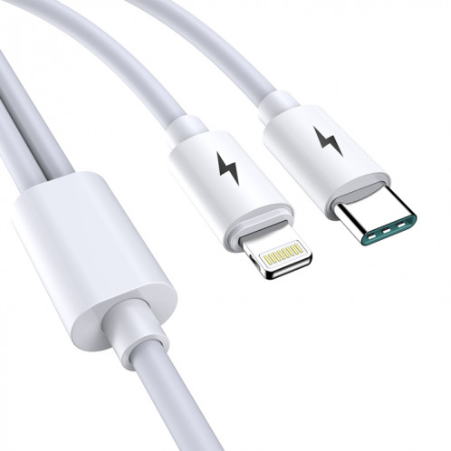 awei CL-79 2 en 1 USB de 1,2 m à 8 broches + câble de chargement multiple USB-C / Type-C SA07681797-09