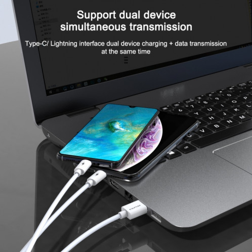 awei CL-79 2 en 1 USB de 1,2 m à 8 broches + câble de chargement multiple USB-C / Type-C SA07681797-09