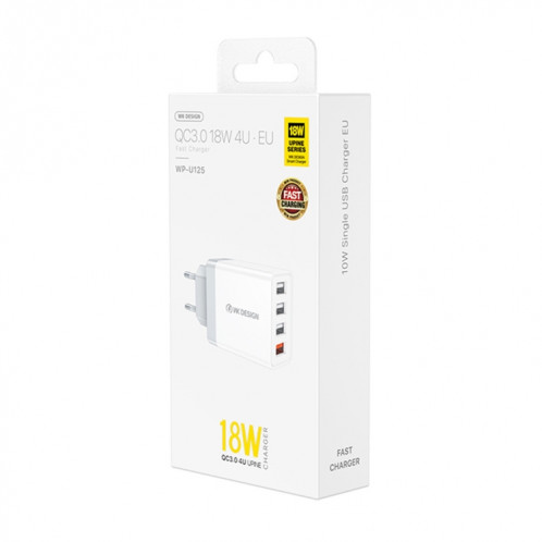 Wekome WP-U125 YouPin Series 18w QC3.0 4 ports USB Chargeur de voyage rapide, SW82EU33-06