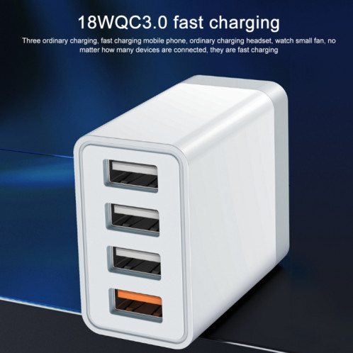 Wekome WP-U125 YouPin Series 18w QC3.0 4 ports USB Chargeur de voyage rapide, SW82EU33-06