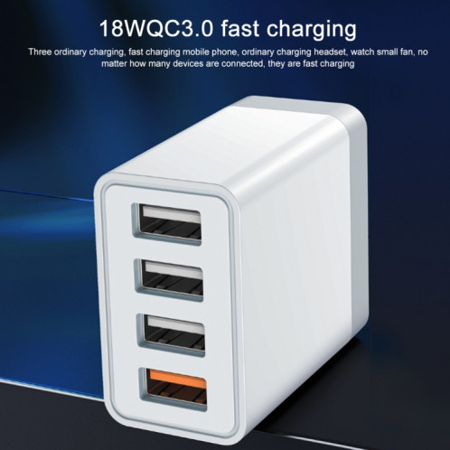 Wekome WP-U125 YouPin Series 18w QC3.0 4 ports USB Chargeur de voyage rapide, prise EU SW82EU33-06