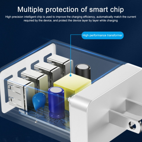 Wekome WP-U125 YouPin Series 18w QC3.0 4 ports USB Chargeur de voyage rapide, SW82EU33-06