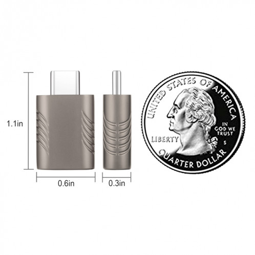 2 PCS SBT-148 USB-C / C / Type-C mâle à l'adaptateur d'alliage de zinc femelle USB 3.0 (gris cosmique) SH899H975-07