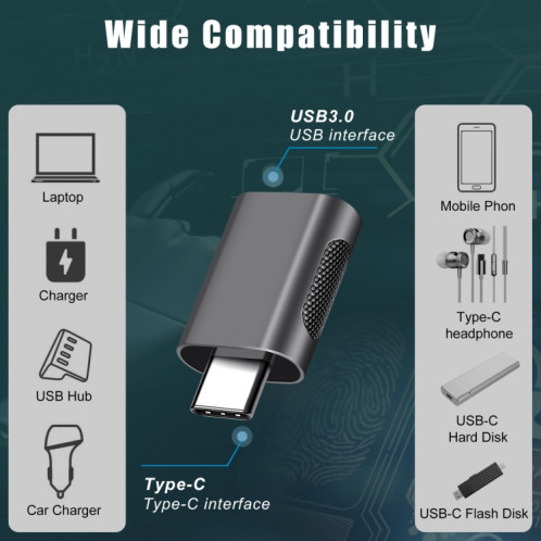 2 PCS SBT-158 USB-C / C / Type-C mâle à l'adaptateur d'alliage de zinc femelle USB 3.0 (or) SH901J679-07