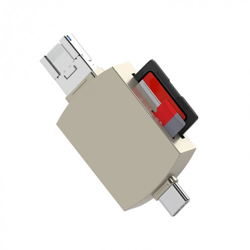 3 en 1 USB-C / Type-C sur USB + 8 broches Lecteur de carte de carte de carte TF / SD (or) SH006J834-07