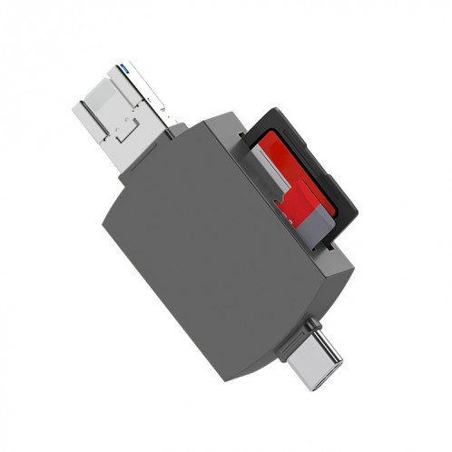 3 en 1 USB-C / TYPE-C sur USB + 8 broches Adaptateur OTG Lecteur de carte de carte TF / SD (ternissure) SH006Q293-07