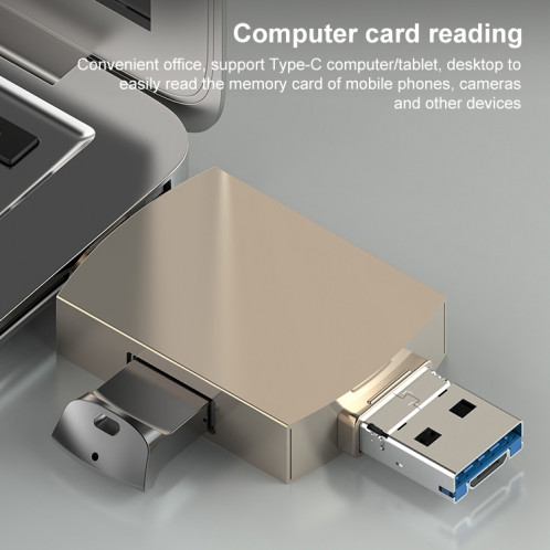 3 en 1 USB-C / TYPE-C sur USB + 8 broches Adaptateur OTG Lecteur de carte de carte TF / SD (ternissure) SH006Q293-07