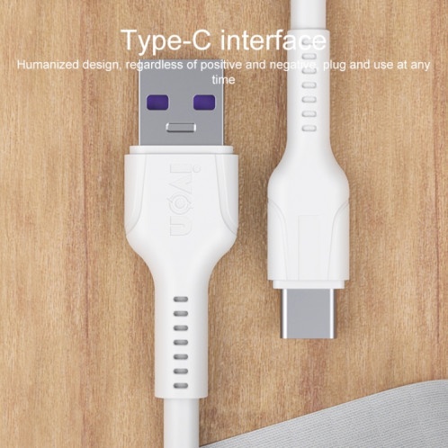 Ivon CA86 5A Type-C / USB-C Super Fast Chargement Câble de charge, Longueur: 1M (Blanc) SI109W1641-06