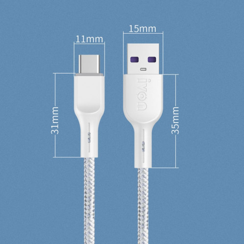 Ivon CA85 Type-C / USB-C Super Fast Data Câble de charge, Longueur: 1m (blanc) SI213W987-08
