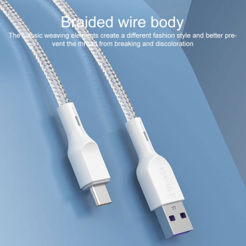 Ivon CA85 Type-C / USB-C Super Fast Data Câble de charge, Longueur: 1m (blanc) SI213W987-08