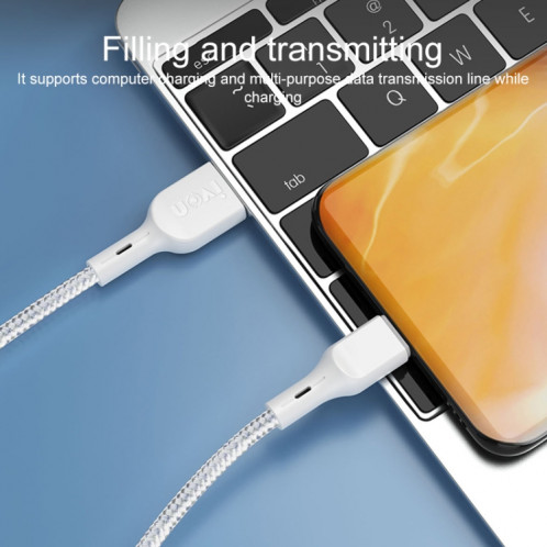 Ivon CA85 Type-C / USB-C Super Fast Data Câble de charge, Longueur: 1m (blanc) SI213W987-08