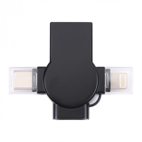 X09 Adaptateur OTG d'interface USB vers double 8 broches + USB-C / Type-C 4 en 1 (noir) SH278B1183-05