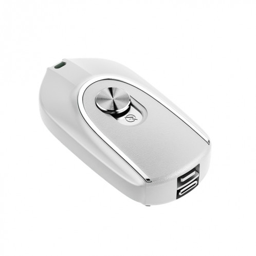 V9 1200 mAh USB-C/Type-C et interface 8 broches Mini porte-clés de banque d'alimentation d'urgence (blanc) SH327W233-08