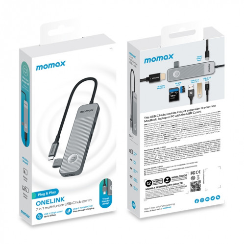 MOMAX DH17 7 en 1 ONELINK Travel Case Type-C vers USB Docking Station HUB Adaptateur SM1453980-08