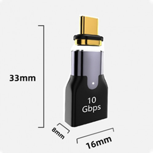 Adaptateur de charge magnétique droit 10 Gbit/s USB femelle vers USB-C/Type-C mâle SH1483989-06
