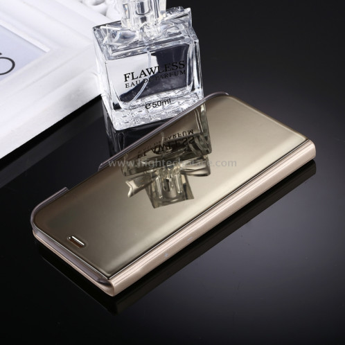 Pour iPhone X Étui à galvanoplastique Horizontal Housse en cuir Flip avec support (Or) SP591J0-06