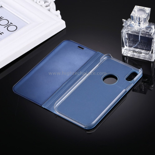 Pour iPhone X Étui à galvanoplastique Horizontal Flip étui en cuir avec support (bleu) SP591L2-06