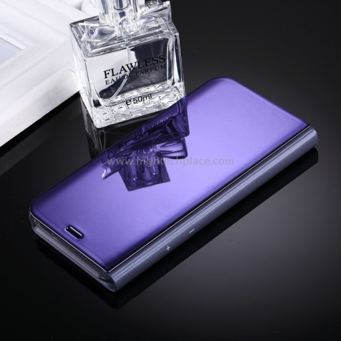 Pour iPhone X Etui à galvanoplastique Horizontal Housse en cuir Flip avec support (Violet) SP591P0-06