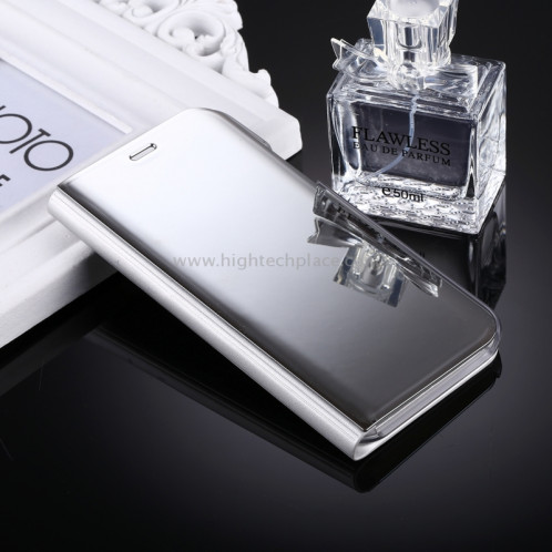 Pour iPhone X Miroir électrolytique Housse horizontale en cuir Flip avec support (Argent) SP591S2-06