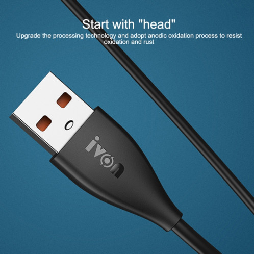 Ivon CA87 USB au câble de données de charge rapide USB-C / TPE-C, longueur de câble: 1m (noir) SI416B884-08