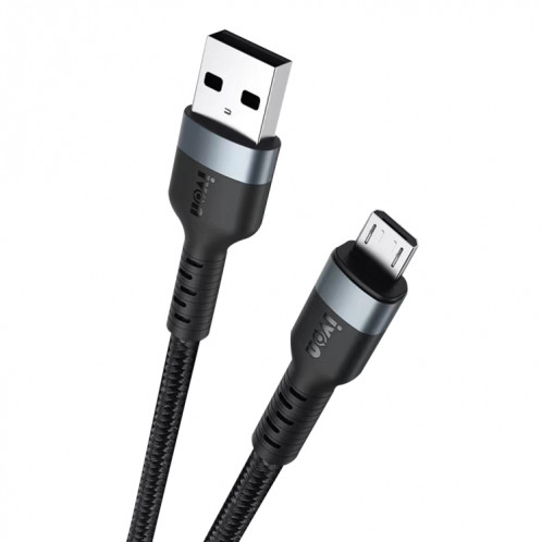 Ivon CA88 12W 2.4A USB à micro USB Nylon Braid Câble de données de charge rapide, Durée du câble: 1M (noir) SI418B1513-07