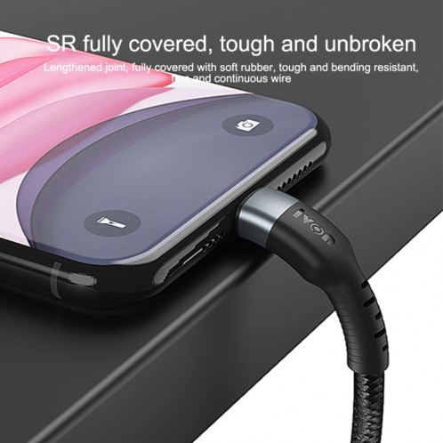 Ivon CA88 12W 2.4A USB à micro USB Nylon Braid Câble de données de charge rapide, Durée du câble: 1M (noir) SI418B1513-07