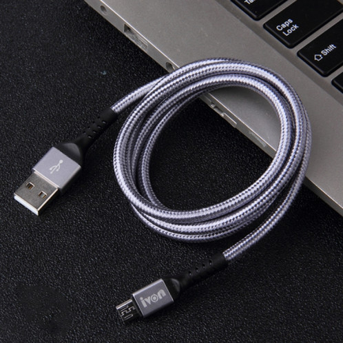 Ivon CA89 2.1A USB à micro USB tresse câble de charge rapide, longueur de câble: 1m (gris) SI422H239-07