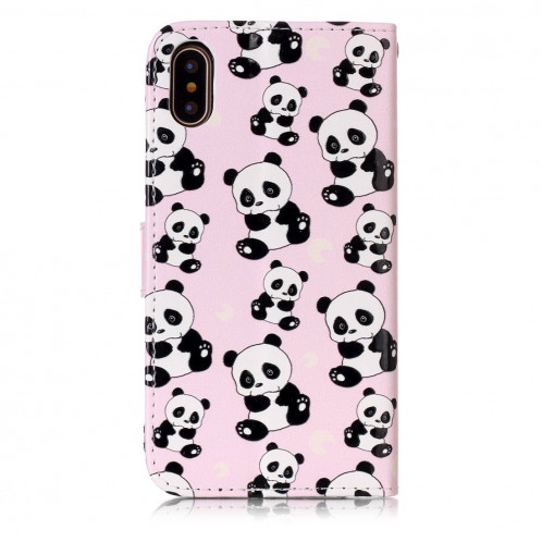 Pour iPhone X / XS Gaufré Motif Panda Horizontal Flip Case en cuir avec Holder & Card Slots & Portefeuille & Cadre photo SH632A1431-07