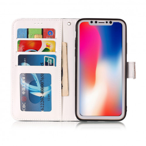 Pour iPhone X / XS Gaufré Motif Panda Horizontal Flip Case en cuir avec Holder & Card Slots & Portefeuille & Cadre photo SH632A1431-07