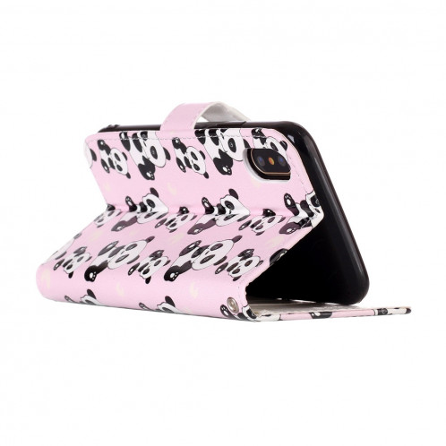 Pour iPhone X / XS Gaufré Motif Panda Horizontal Flip Case en cuir avec Holder & Card Slots & Portefeuille & Cadre photo SH632A1431-07