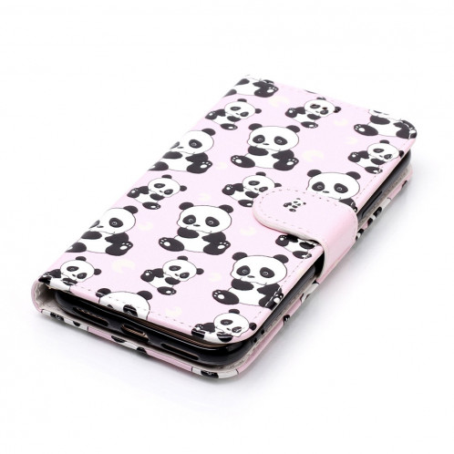 Pour iPhone X / XS Gaufré Motif Panda Horizontal Flip Case en cuir avec Holder & Card Slots & Portefeuille & Cadre photo SH632A1431-07