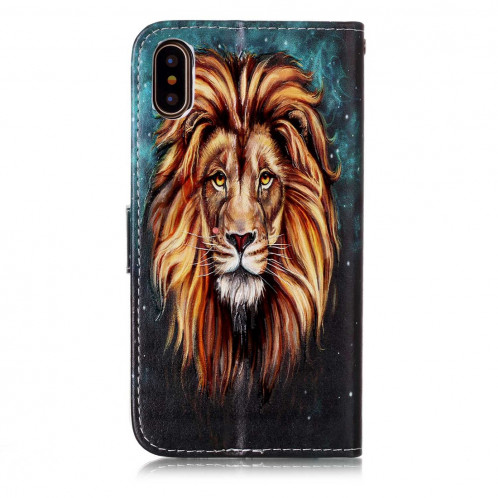 Pour iPhone X / XS Gaufré Lion Motif Horizontal Flip Case en cuir avec Holder & Card Slots & Portefeuille & Cadre photo SH632D300-07
