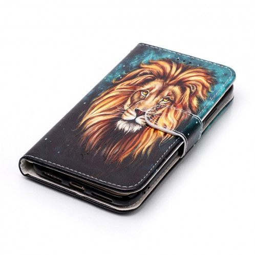 Pour iPhone X / XS Gaufré Lion Motif Horizontal Flip Case en cuir avec Holder & Card Slots & Portefeuille & Cadre photo SH632D300-07