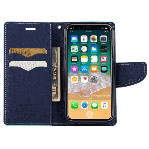 MERCURY GOOSPERY FANCY DIARY pour iPhone X / XS Croix Texture horizontale en cuir Flip Case avec fentes pour cartes et porte-monnaie & porte (vert menthe) SG63MG1518-010