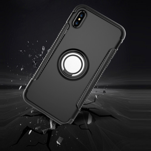 Pour iPhone X Magnétique 360 ​​Degrés Rotation Ring Armure Housse de protection (Noir) SP150B509-07