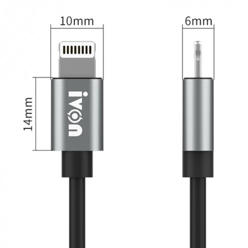 Ivon CA73 2.4A Câble de données de charge rapide de type-C / USB-C, longueur: 2m (noir) SI722B708-07