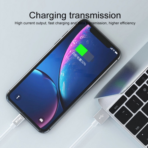 Ivon CA73 2.4A Câble de données de charge rapide de type-C / USB-C, longueur: 2m (noir) SI722B708-07