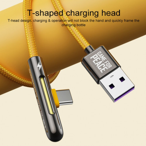 ROCK M3 Type-C / USB-C T-CLE T-Câble de chargement de la forme rapide, Longueur: 1M (Orange) SR743E480-07