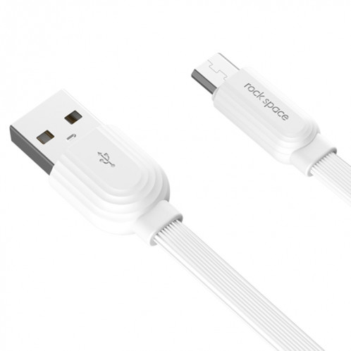 ROCK S5 2A Micro USB Charge + Synchronisation des données Câble de données de forme plate TPE, longueur du câble: 1 m (blanc) SR962W1937-08