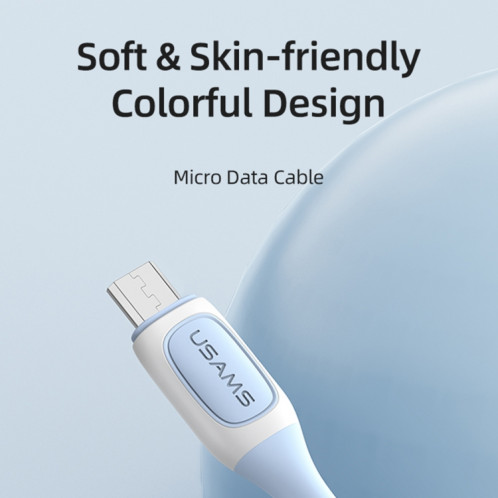 Câble de données bicolore USB vers micro USB USAMS US-SJ597 Jelly Series, longueur du câble : 1 m (bleu) SU488L1038-08