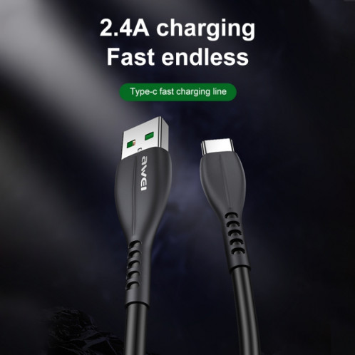 AWEI CL-115T 1M 2.4A USB au câble de charge de type-C / USB-C SA863488-010