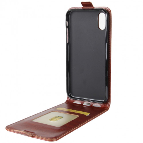 Pour iPhone X Crazy Horse Texture Vertical Flip étui en cuir avec fente pour carte et cadre photo (rouge) SP886R980-08