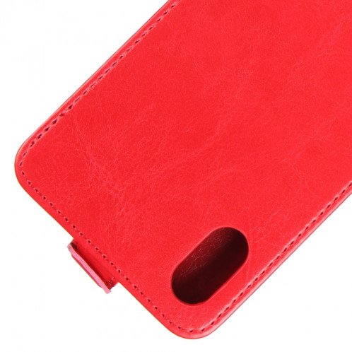 Pour iPhone X Crazy Horse Texture Vertical Flip étui en cuir avec fente pour carte et cadre photo (rouge) SP886R980-08
